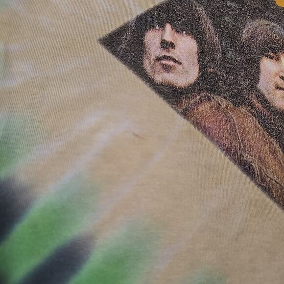 Vintage Beattles 1996 Rubber Soul Tie Dye T-shirt Men's L Green 90's Rock Iconic - Picture 9 of 10
